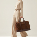 Genuine Suede Leather Handbag for Women - Large Capacity Tote Bag, Travel Shoulder Bag, Vintage Handbag & Weekend Duffle Bag